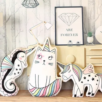 

Sea Horse/Cats/Unicorn Soft Pillow Siesta Plush Chair Seat Cushion Pillow Home Car Decor Shaped Decorative Pillows Child Gift