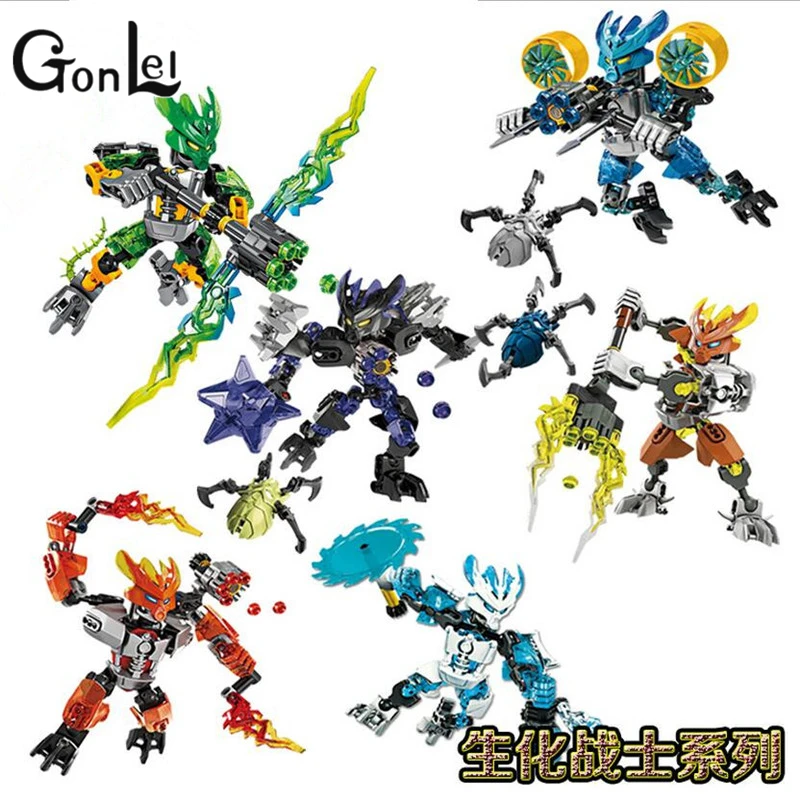 

GonLeI BIONICLE series XSZ 706 jungle Rock Water Earth Ice Fire protecto action Building Block LR-689