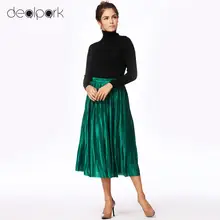 Модная новая короткая однотонная плиссированная юбка в европейском стиле цветная юбка миди с эластичной резинкой на талии Повседневная Базовая юбка faldas mujer