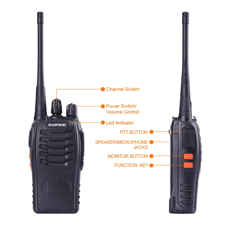 4 шт. BAOFENG BF-888S радио-антенна 16CH FM UHF 400-470 МГц двухстороннее радио трансивер портативный сканирующий монитор Любительское радио, Си-Би радиосвязь