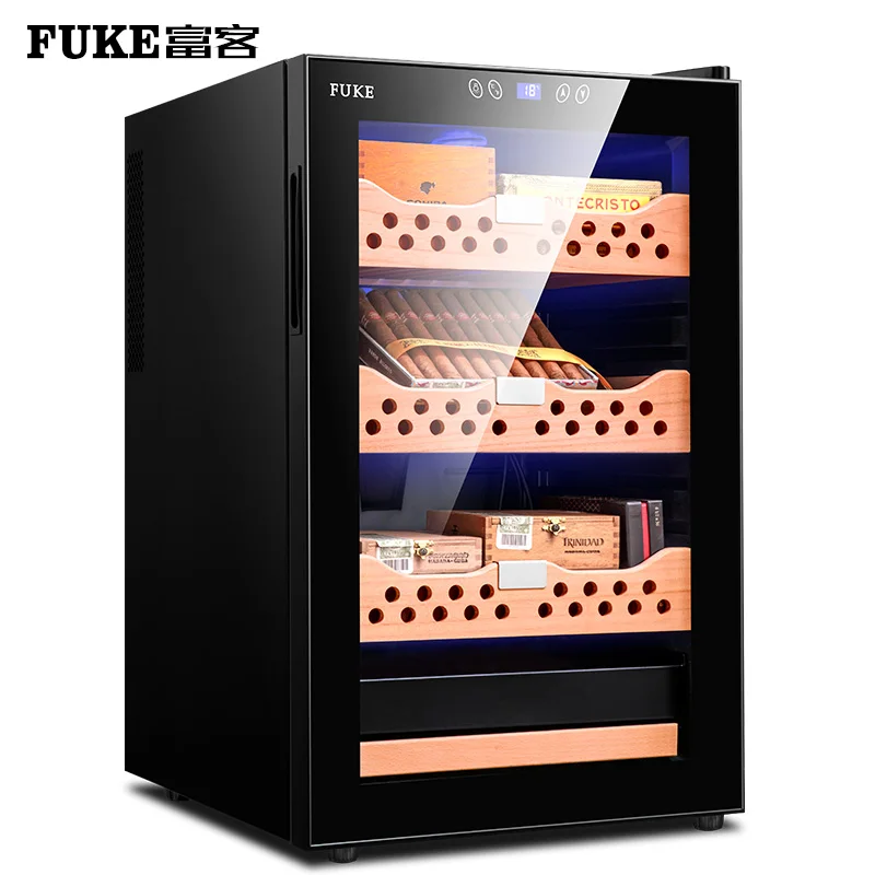 

Temperature and Humidity Control Cigar Cooler Cedar Wood Shelf Adjustable Moisturizing Cabinet Electric Cigar Humidor FK-68C