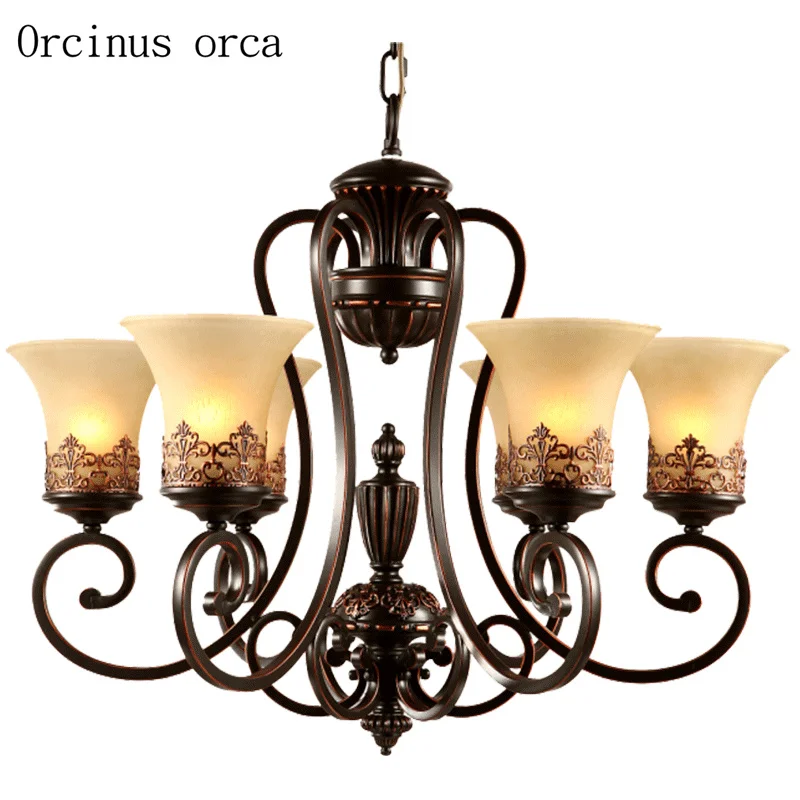 

American Rural Antique Iron Chandelier living room bedroom Nordic classic simple creative chandelier free shipping