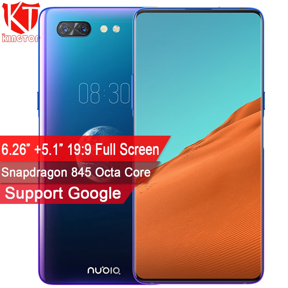 Новый мобильный телефон zte Nubia X 8 ГБ + 128 Гб Snapdragon 845 Octa Core 6 26 5 1 дюймов двойной экран