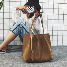 Женские замшевые сумки, мягкая кожаная женская сумка, 2 шт, Набор сумок, женские сумки на плечо, большие повседневные сумки-тоут