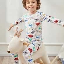 Balabala/детский пижамный комплект из 2 предметов с принтом автомобиля для мальчиков, детский пижамный комплект из 2 предметов из мягкого хлопка для маленьких мальчиков, весенняя одежда