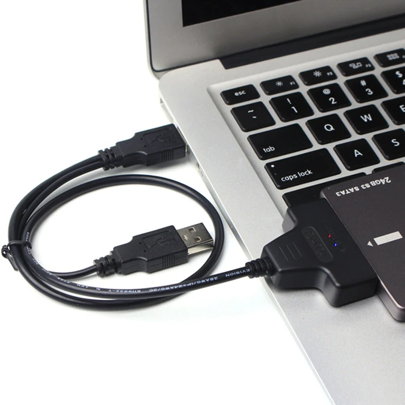 USB 2.0 إلى SATA 7 + 15 دبوس محول كابل 22Pin ل 2.5in HDD القرص الصلب USB 2.0 محول كابل SATA البيانات كابل ل 2.5 HDD L