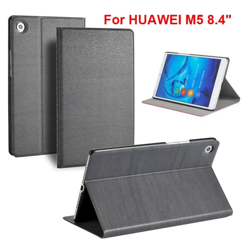 

8.4 Inch PU Leather Case Wood Grain Ultra-thin Dormancy Cover Smart Stand Tablet Case For Huawei M5 8.4''