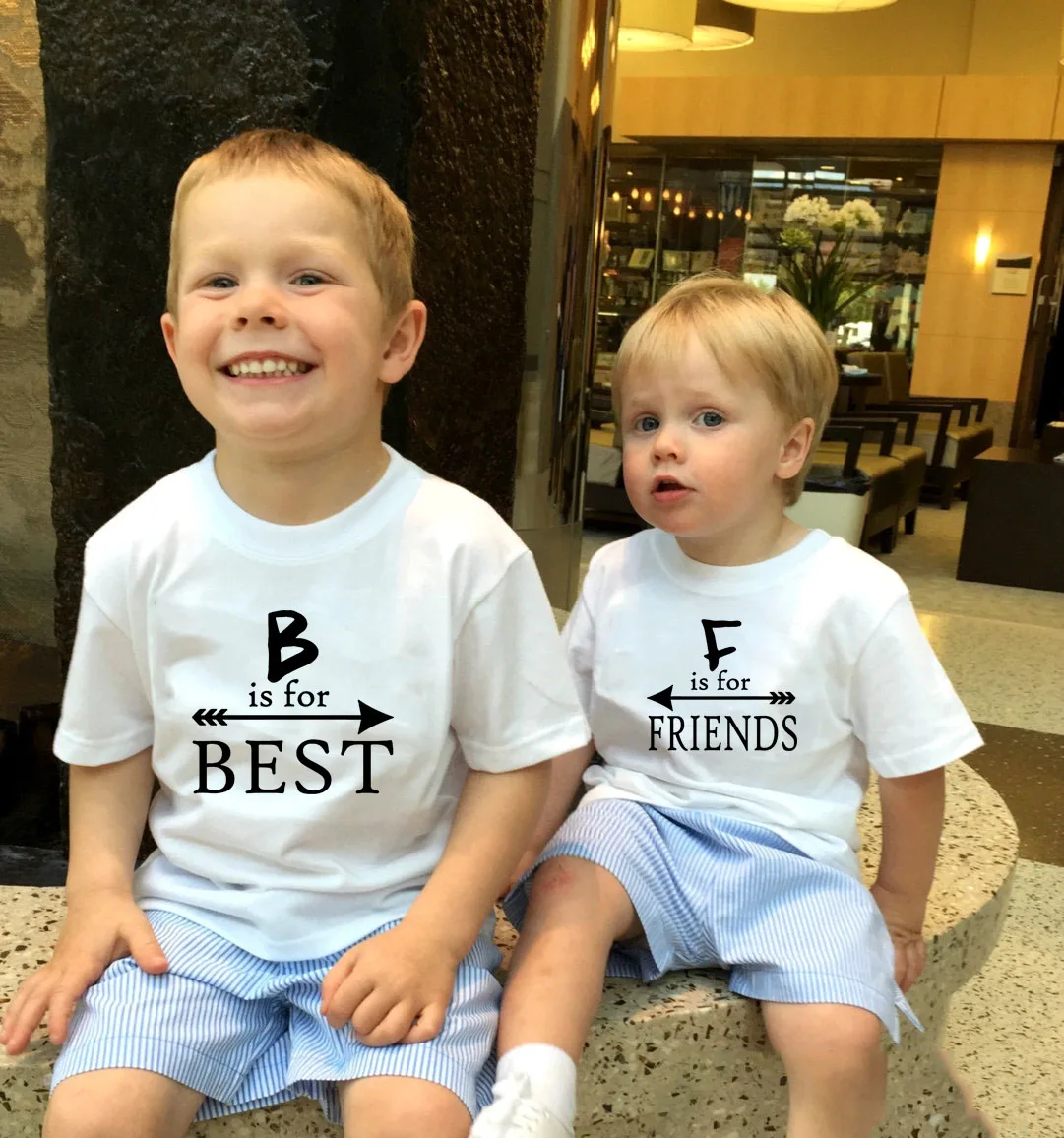 

B Is for Best and F Is for Friend Boys Girls Summer T-shirt Baby Friends Outfit Clothes Chidren Matching Clothes Fashion Party