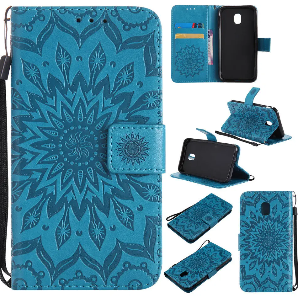 Кожаный чехол с подсолнухом для Capa Samsung A8 Plus 2018 A5 A3 2016 Galaxy S9 S5 Mini J3 J5 J7 2017 чехлы A310 A320