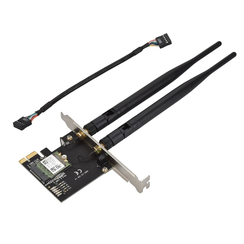 PCI E к NGFF M.2 Wi Fi Bluetooth адаптер две антенны USB 9 контактный кабель карта