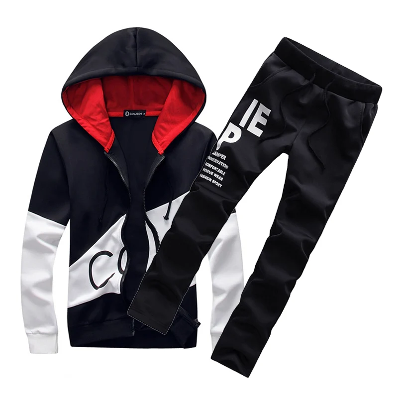 

2018 Fashion Men Two Pieces Sets Casual Tracksuit Male 2018 Sweatshirt+Pants Suits Men Plus Size 5XL Hoodies Set Sweatshirts
