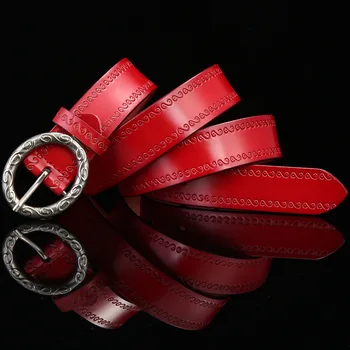 

2019 Metal Pin Buckle Belts Fashion Women's Jeans Belts Genuine Leather Belts Strap Waistband Black White Red XN015