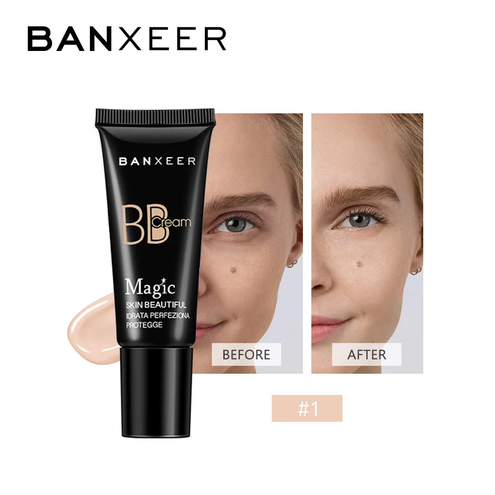 BANXEER BB крем база макияж основа жидкий полный консилер BB крем натуральный тональный крем макияж отбеливание BB CC крем праймер - Цвет: 1