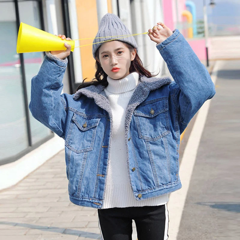 denim jacket with wool collar womens