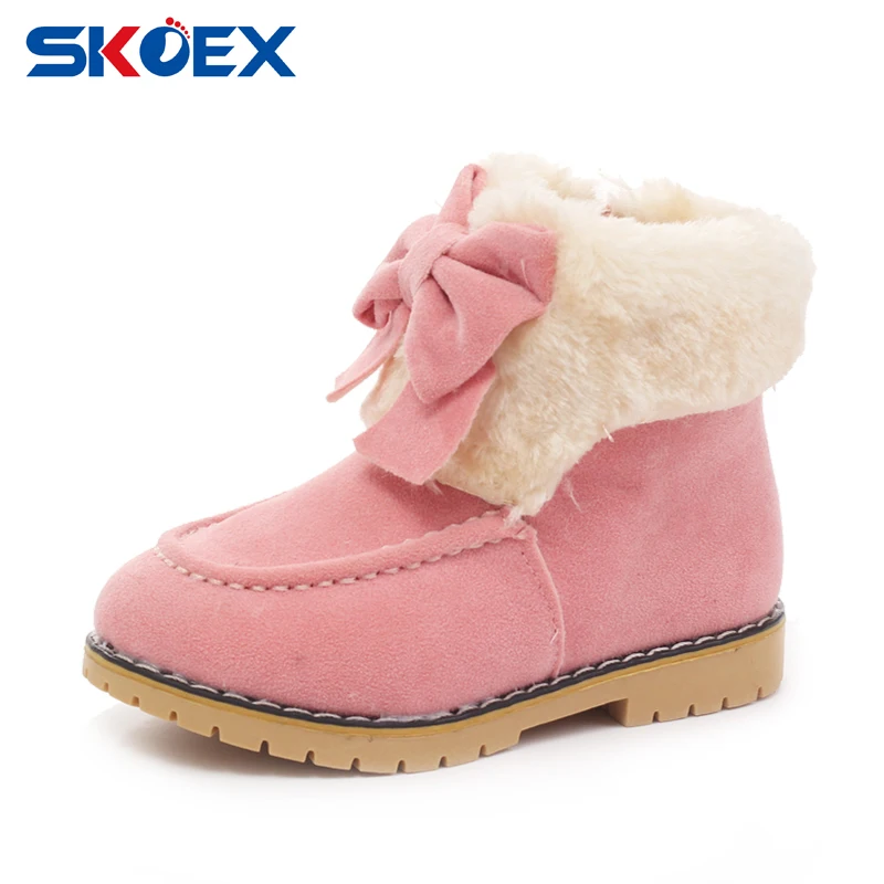 SKOEX Girls Snow Boots Winter Ankle Booties Suede Warm Little Girl's