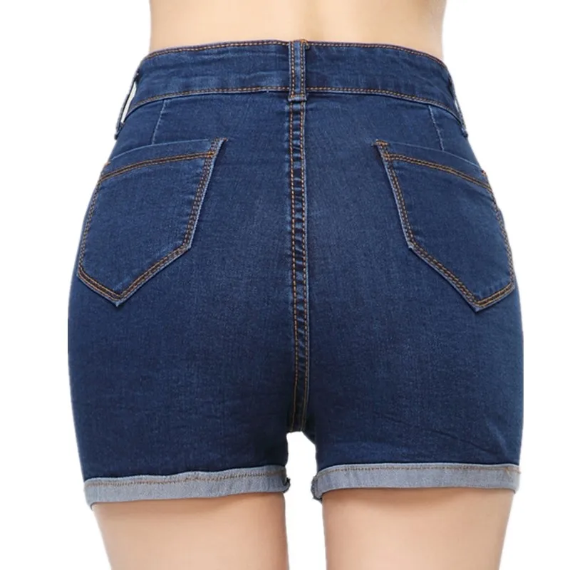 Высокая талия темно-синий Mujer женские короткие модные 2018 узкие Капри Femme женские джинсовые шорты джинсовые летние