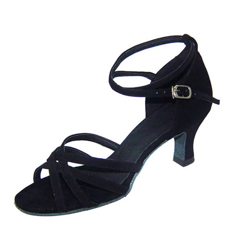 HXYOO/коричневый/черный/белый цвет атласная Женская Обувь для бальных и латиноамериканских танцев обувь для вечеринок Танго сальсы каблук 4,5-8,5 см ZC11