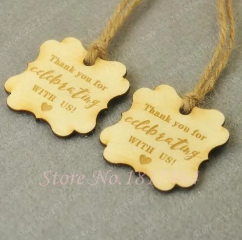 

60pcs Custom Wedding Thank you Tags,Personalized Wedding Thank You Tag,Wooden Rustic Favours,Wedding Party Favor Decoration