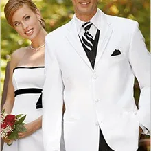 Белая куртка с отворотом, три пуговицы, 5 шт., черные брюки, жилет, платок, высокая Qaulity, модные, Terno Masculino, свадебные костюмы