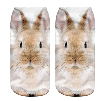 

KLV Fashion Europe and the United States Cartoon 3 d Sock Slippers Harajuku Cute Rabbit style print women sock Slippers