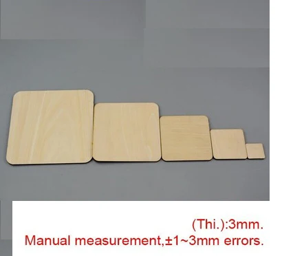 10 шт 120- 200 мм Заготовки круглые угловые квадратные деревянные части Неокрашенная древесина листы для дерева DIY ремесло набор для моделирования