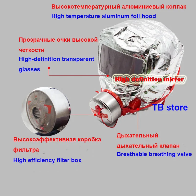 40 минут пожарная спасательная маска Английская упаковка тепловое излучение пожарная спасательная маска CCC сертификация профессиональная противогаз