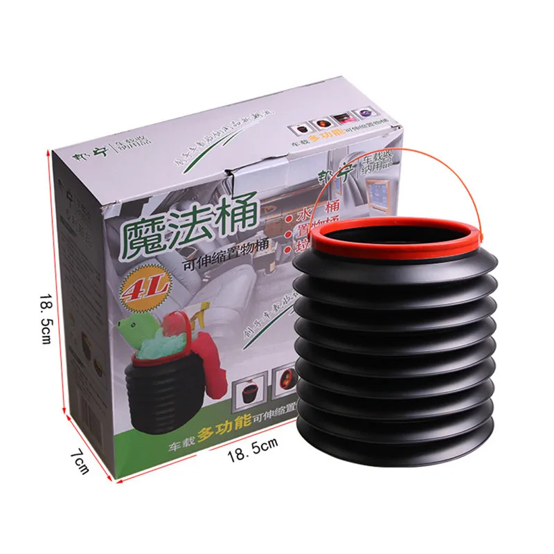 

Window Cleaning Bucket Folding Collapsible Fishing Water Pail Storage Box Trash Container Space-saving Black 4L Car Accessories