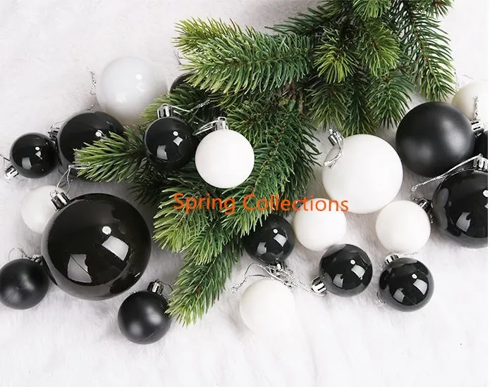 

4/6/8cm White/Black Christmas Xmas Tree Matte Ball Bauble Hanging Home Party Ornament Decor Christmas supplies 12pcs/set