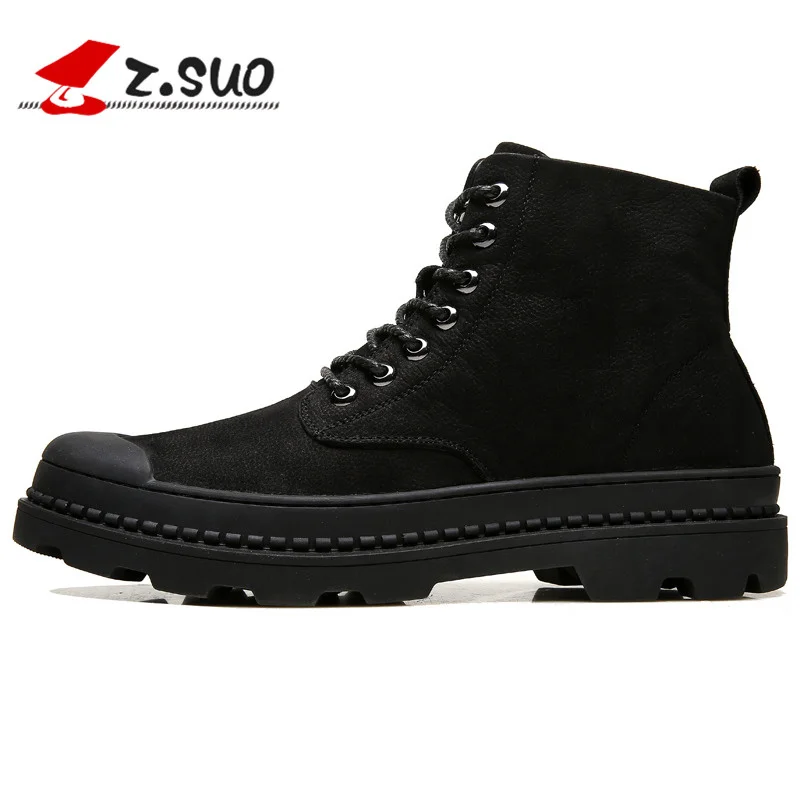 Color Martin Z De Alto color Hasta Suo Cuero Botas Negro Invierno Genuino Primera Moda Vaca Los 1 Capa Top Encaje Hombres Popular 2 Botines 0Rr0vwq