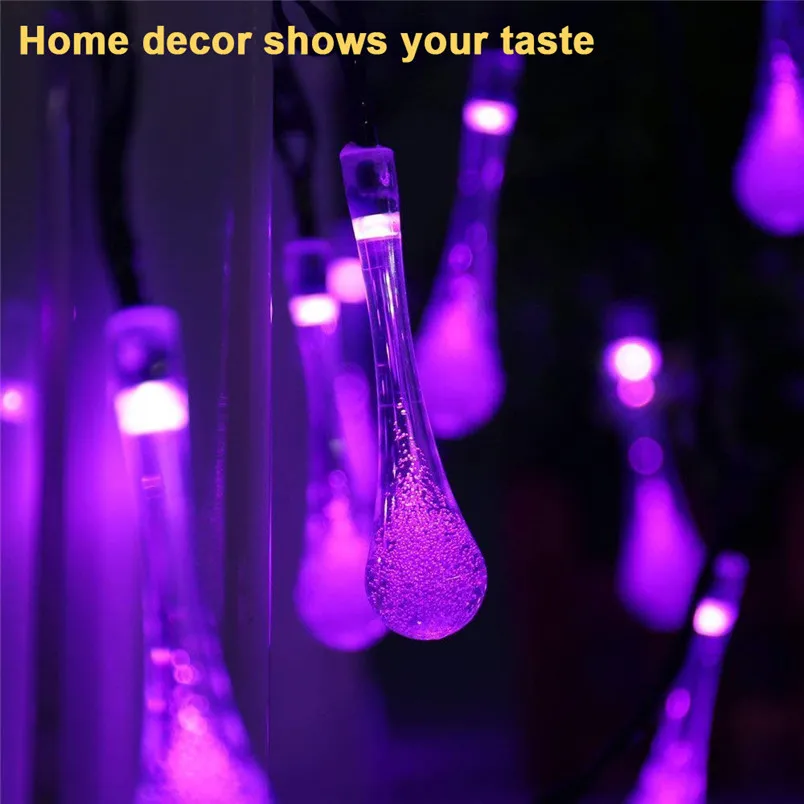christmas lights outdoor decoration Garden 30 LED string lights Raindrop Teardrop Solar Powered String Fairy Lights #3D03 (8)
