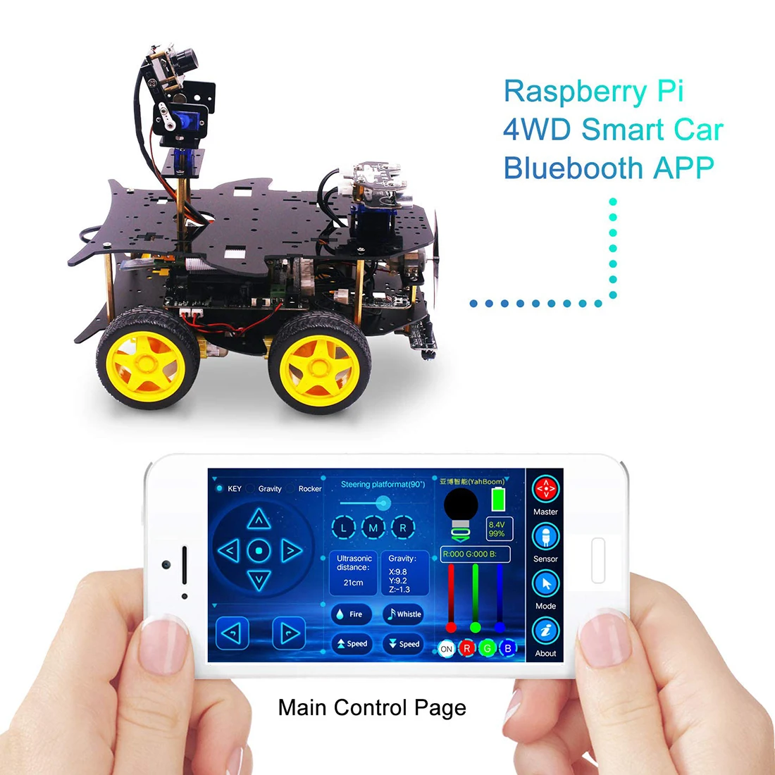 Ultimate Starter Kit for Raspberry Pi 4/1G HD Camera Programmable Smart Robot Car Kit with 4WD Electronics Education DIY Stem