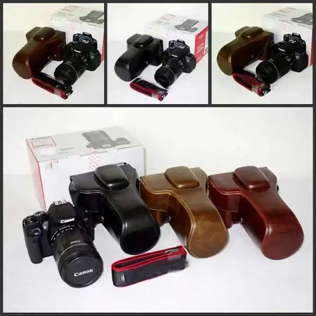 PU Leather Camera Case Bag Cover for Canon EOS Rebel T5i T4i T3i 700D