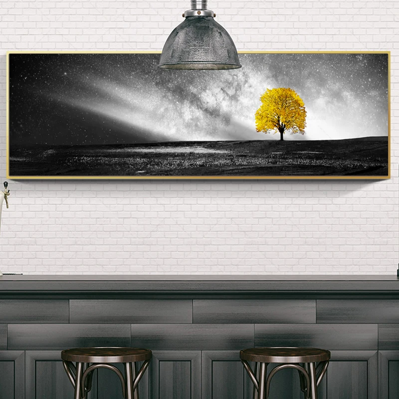 Скандинавский плакат черно-белый настенный Арт холст желтый мост каменное дерево живопись современный минималистичный настенные картины для гостиной