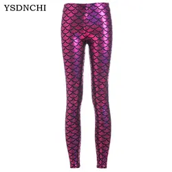 Ysdnchi моделирование Русалка брюки пикантные Легинсы цифровой печати красочный Легинсы 2018 Тренировки Новый Для женщин масштаба Фитнес брюки