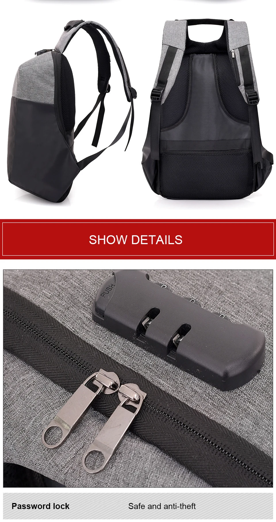 Anti Theft Backpack Men Laptop 17 Inch 15.6 Backpacks Male Waterproof Back Pack USB Charging Notebook Backpacking Travel Bagpack (12)