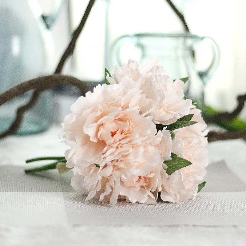 1 bouquet Silk Flower Bridal Hydrangea Artificial Fake Peony Home Wedding Garden Decors  Bridal Bouquet Free Shipping