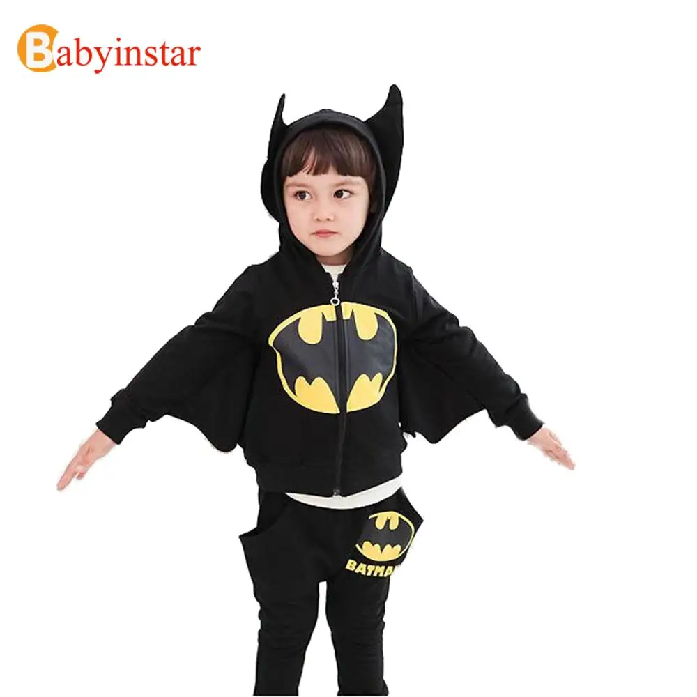 

Boys Girls Cartoon Batman Clothing Sets : 2017 Children New Spring Autumn Kids Outwear Long Sleeve Hoodies+Pants 2 pcs Set