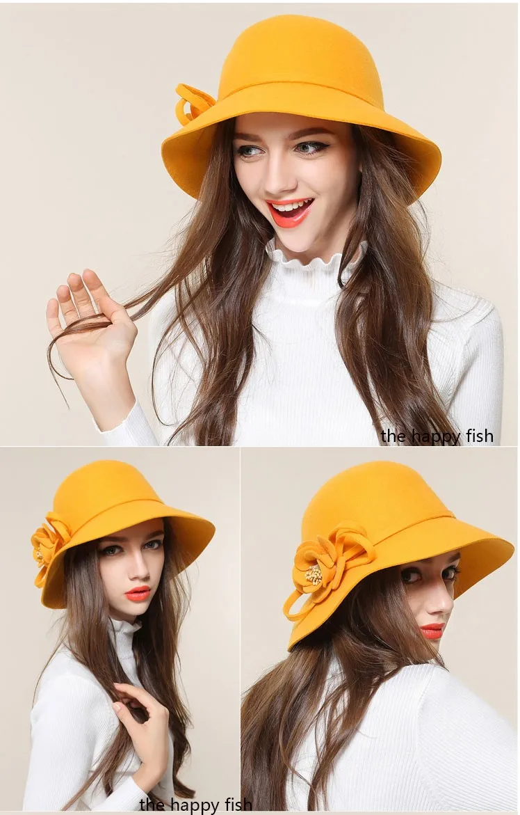 Charming Fedoras ! Women Fedora Hat for Woman Fedora Hats Wide Brim Fedora hat Women Wool  Fedoras Flora (10)