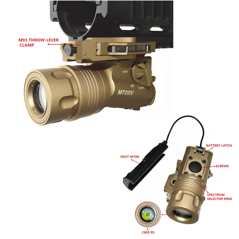 M720V Tactical Flashlight Strobe Version CREE R5 400 Lumen