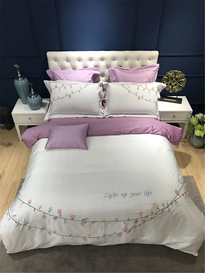 

2017 New 4/7pcs Bedding Set Egyptian cotton Bed Sheets Embroidery Duvet Cover Home Textile Juegos de Sabanas Wholesale