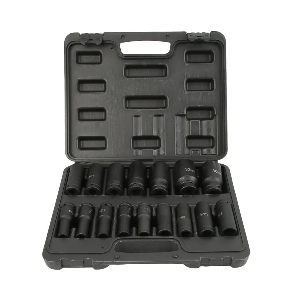 

16PCS/Set Professional Hexagonal Impactor Nuts 1/2 Inch 10-32MM Wrench Auto Repair Sleeves Drive Impact Flip Socket Set