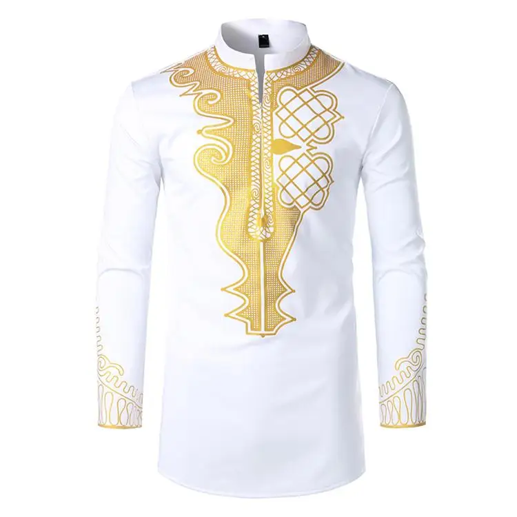 

Casual Shirts Men Autumn Summer Luxury African Print Long Sleeve Men's Shirt Top Blouse