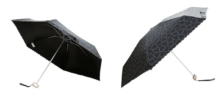 Ультра-светильник, черная резинка, солнцезащитный козырек, с вышивкой, с краями, пять раз, мини, карманный, двойного назначения, солнечный зонт