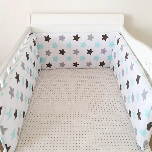 Новинка года; хлопковая детская кровать с рисунком; бамперы; принт со звездой; детская кроватка для новорожденных; Детские бамперы; защита для кроватки для девочек и мальчиков; 1 шт - Цвет: White Blue star