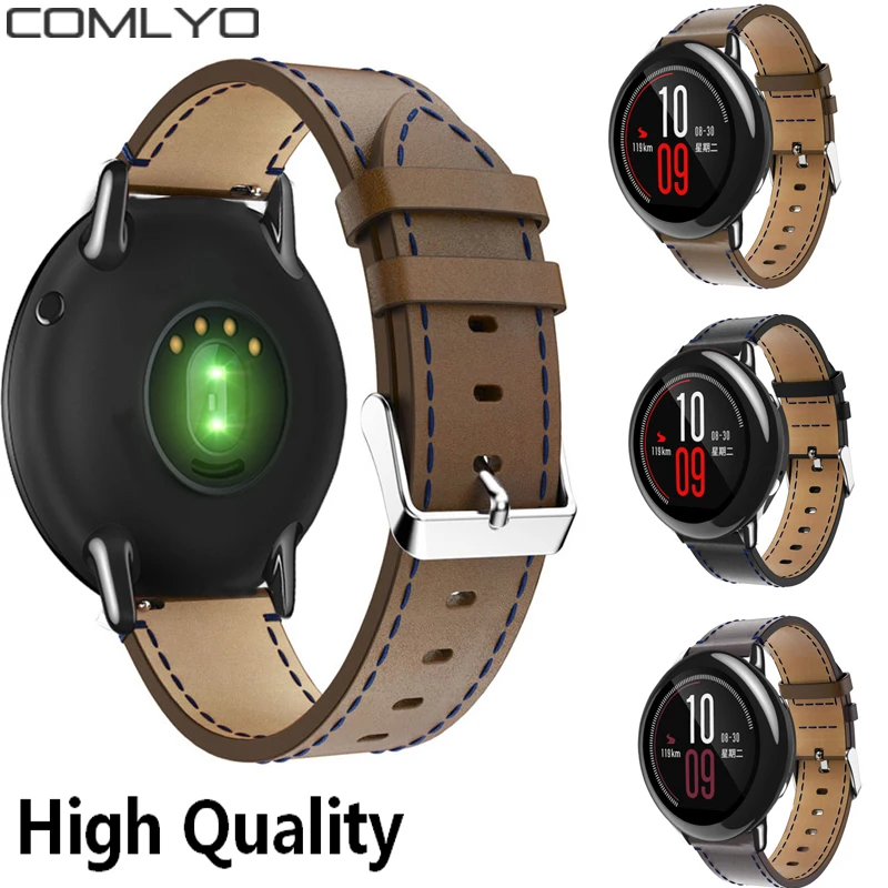 Ремешок COMLYO кожаный для Xiaomi Huami Amazfit A1602 сменный Браслет часов amazfit Прямая
