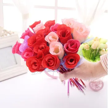

New Colorful Rose Flower Ballpoint Pen Office School Stationery Pens Kids Toys Halloween Party Favor Gift