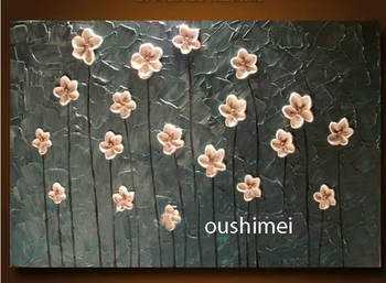 

2018 New Design Hand Painted Modern Knife Oil Painting On Canvas Thickness Pink Flower Picture Wall Art For Living Room