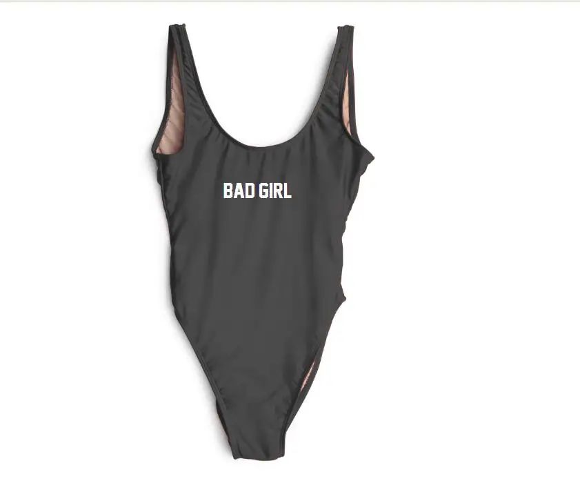 Bad GIRL Swimsuit Sports Beachwear Women Summer Beach Letters Bathing Suit Sexy High Cut