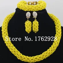 Сказочные бусы желтые нигерийские Свадебные африканские бусы Набор украшений Кристальные бусы в африканском стиле костюм комплект ювелирных изделий C00616