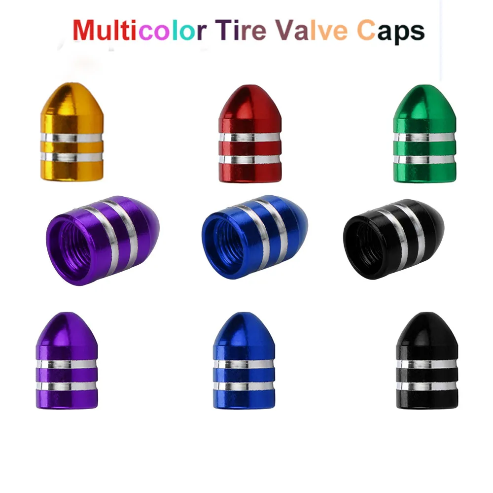 4PCS universal Aluminum Bullet auto car tyre valve caps motorcycle